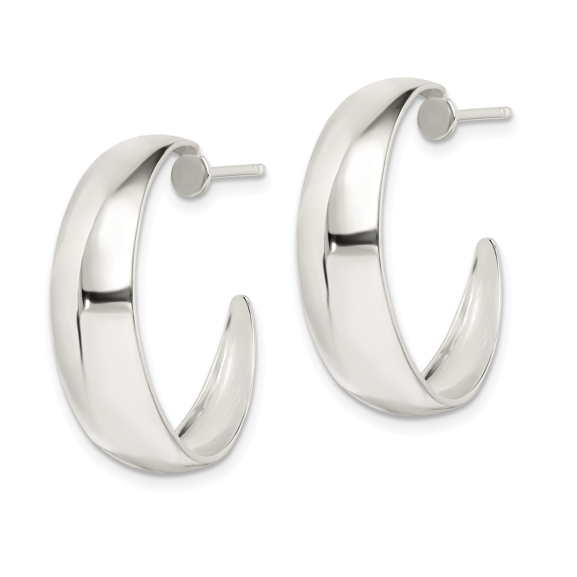Sterling Silver Fancy J-Hoop Post Earrings Secondary image