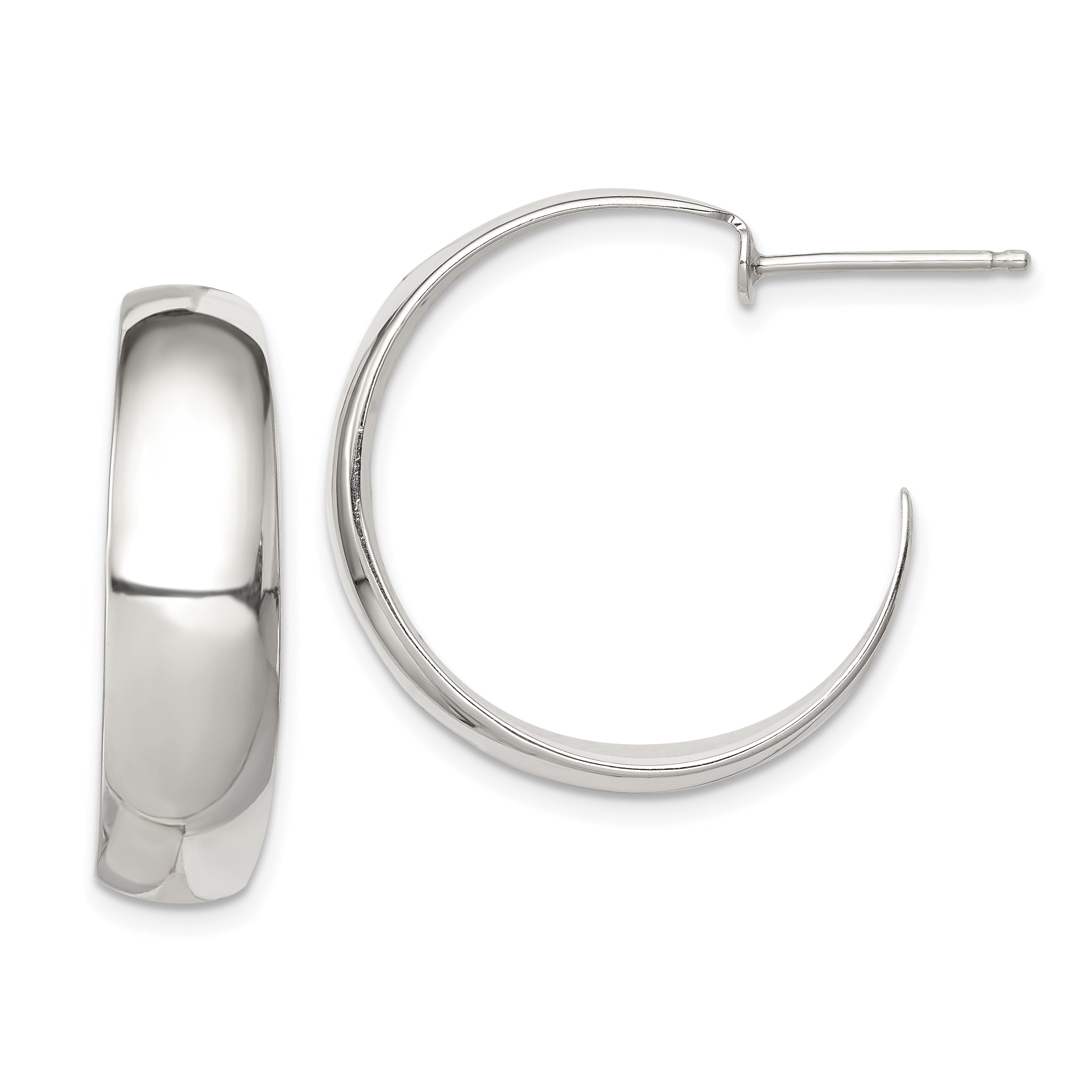 Sterling Silver Fancy J-Hoop Post Earrings Main image