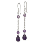 Amethyst Teardrop Dangle Earrings in Sterling Silver