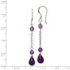 Amethyst Teardrop Dangle Earrings in Sterling Silver