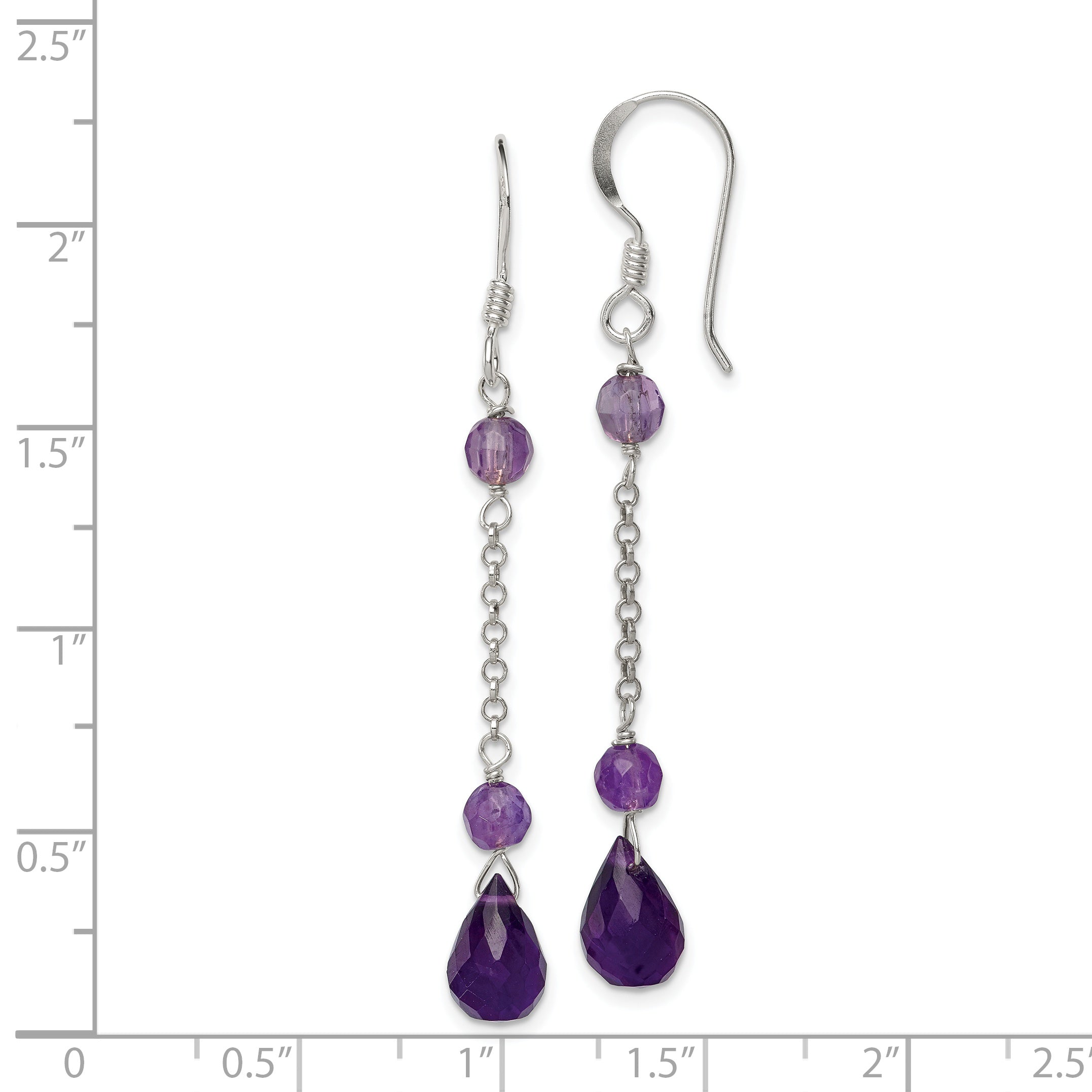 Amethyst Teardrop Dangle Earrings in Sterling Silver