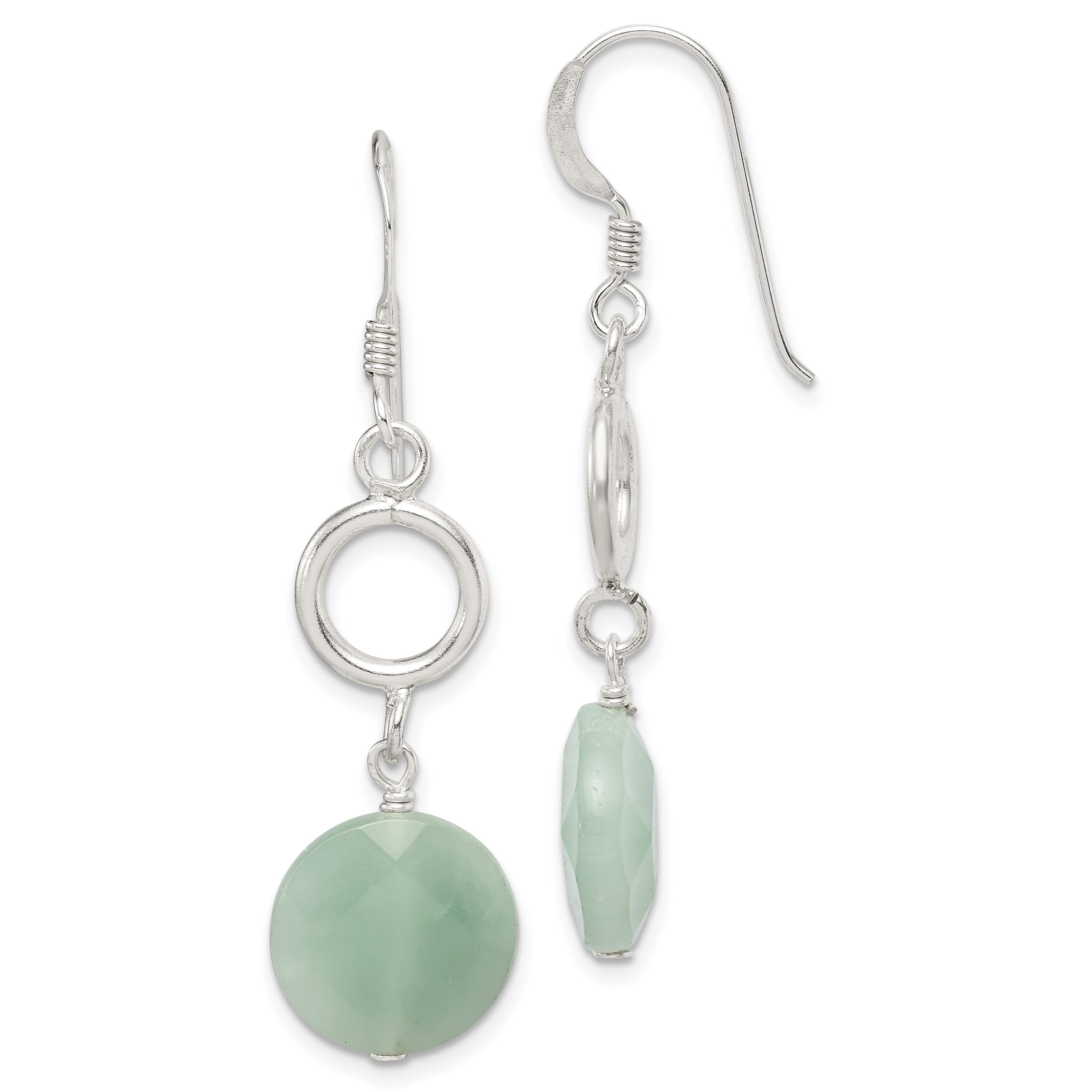 Sterling Silver Polished Amazonite Circle Dangle Earrings Main image