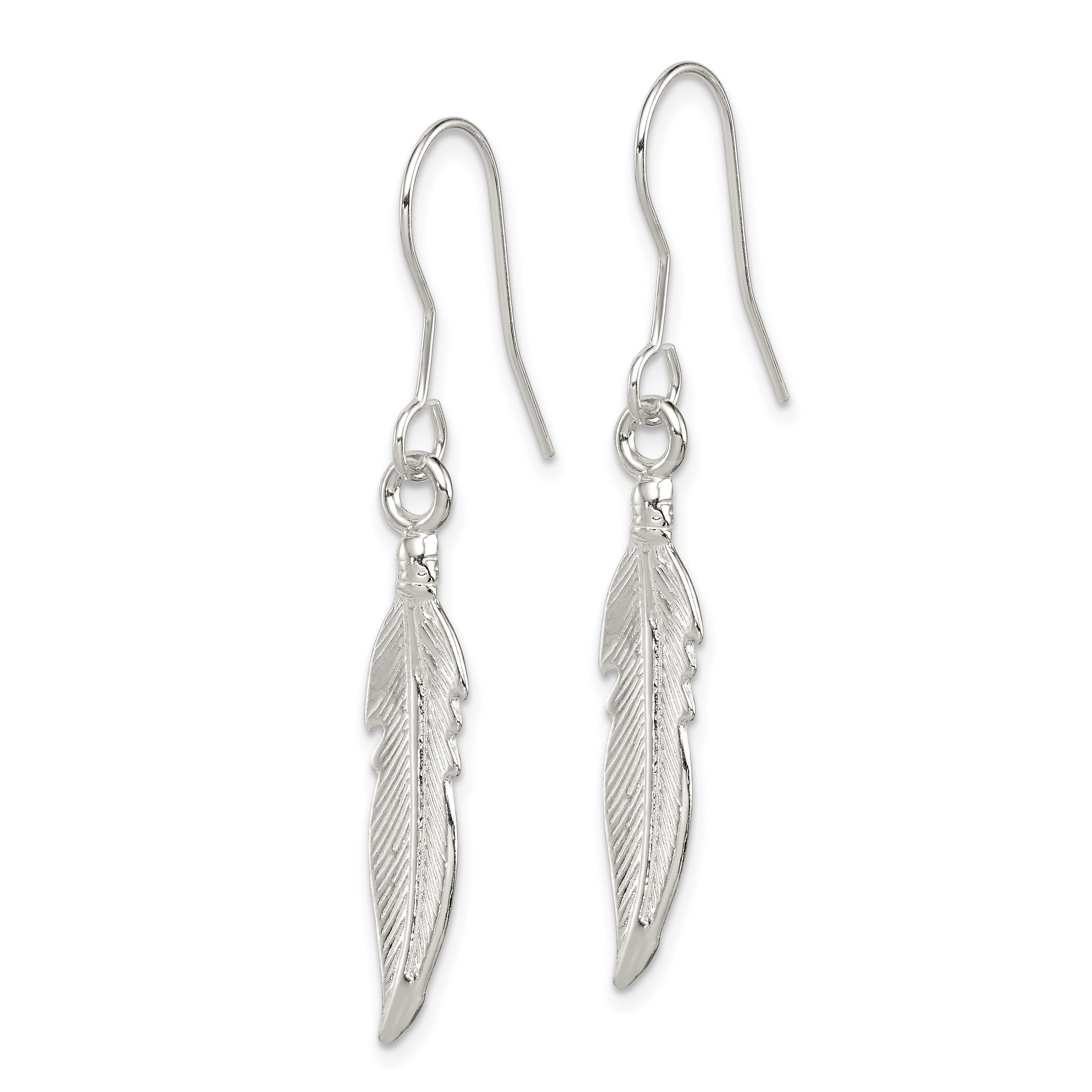 Feather Drop Earrings in Sterling Silver