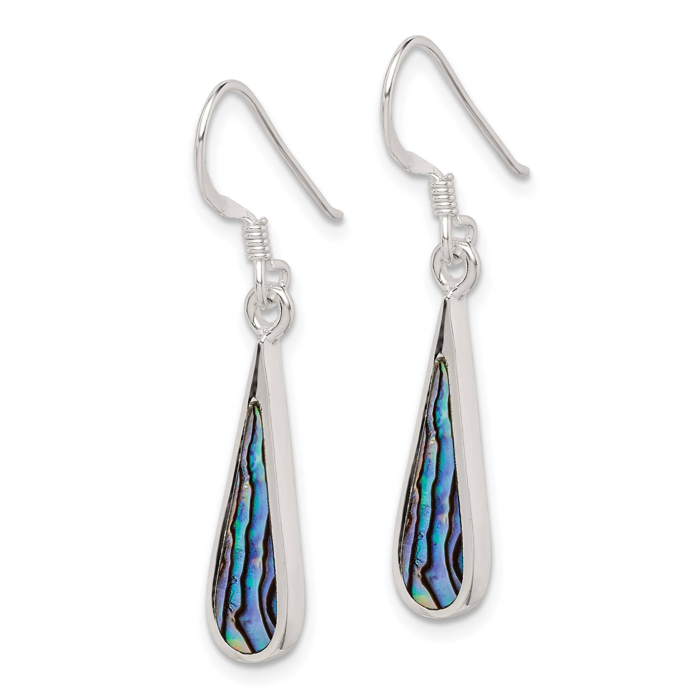 Sterling Silver Polished Abalone Teardrop Dangle Earrings Secondary image