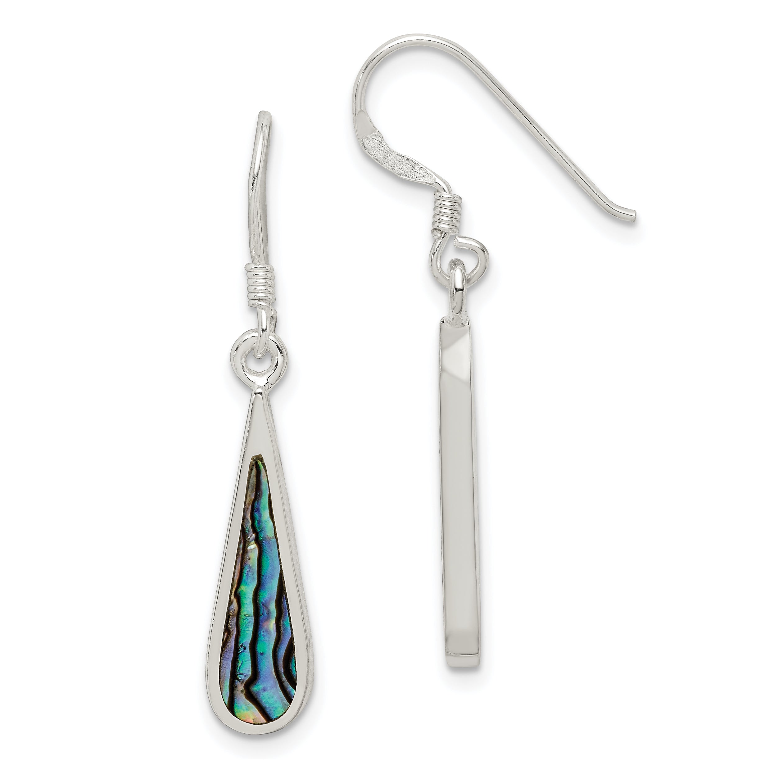 Sterling Silver Polished Abalone Teardrop Dangle Earrings Main image