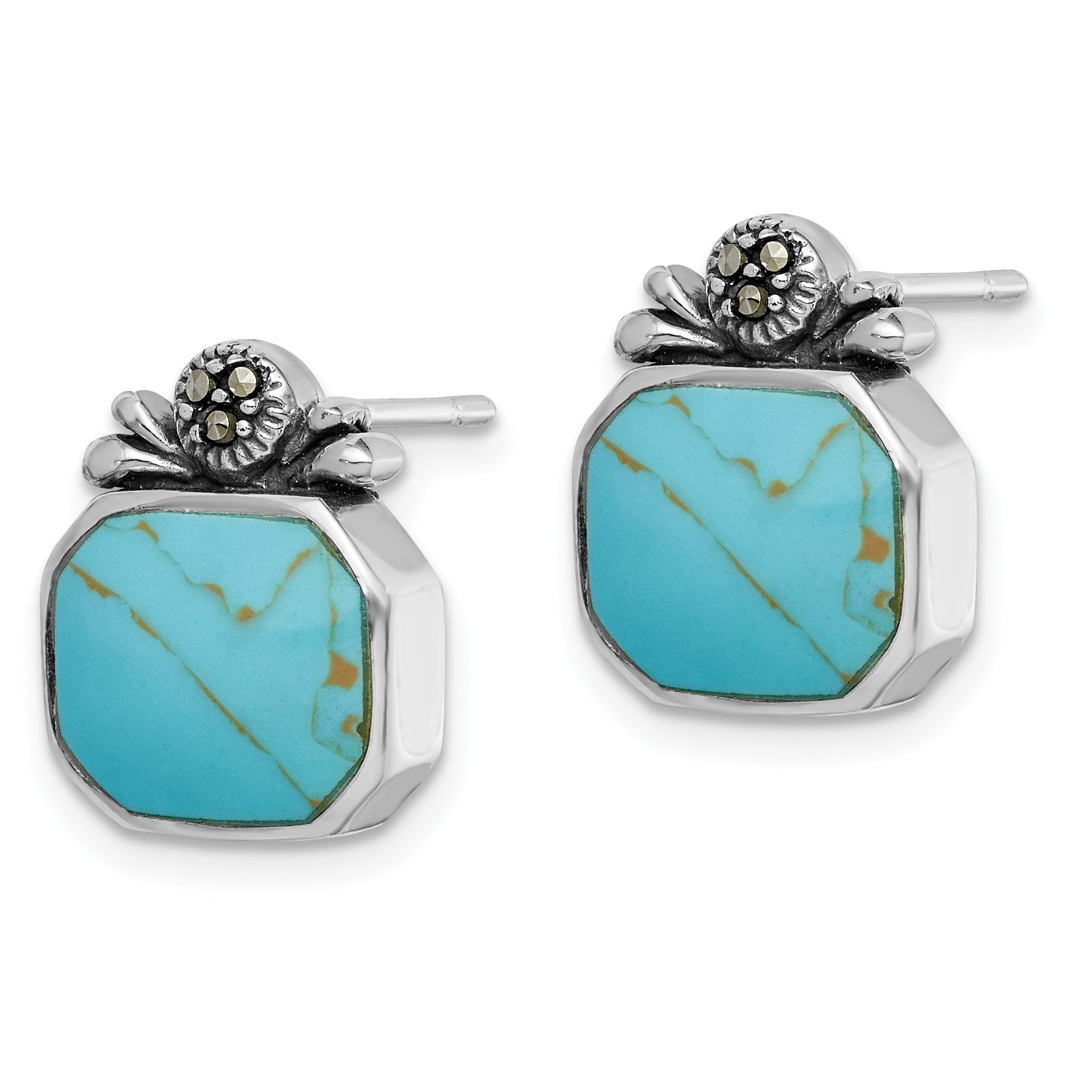 Sterling Silver Antiqued Turquoise Earrings