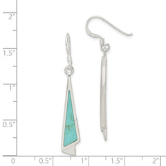 Sterling Silver Polished Fancy Triangle Turquoise Dangle Earrings