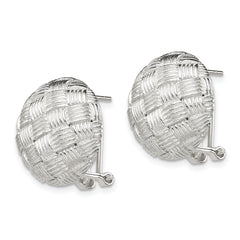 Sterling Silver Rhod-pltd Polished Woven Circle Omega Back Earrings