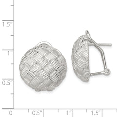 Sterling Silver Rhod-pltd Polished Woven Circle Omega Back Earrings