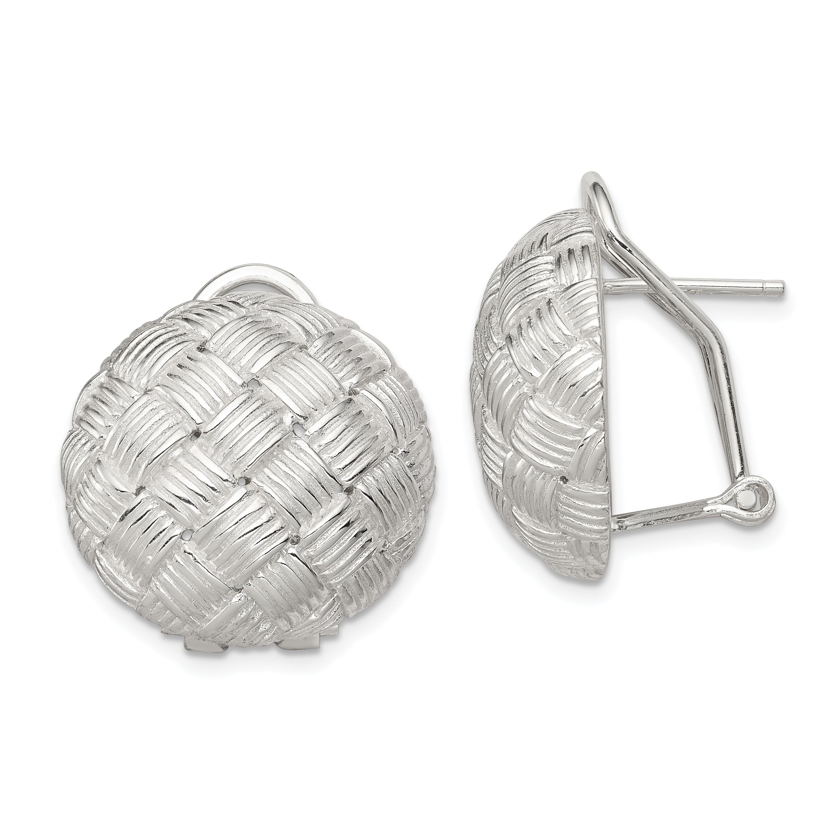 Sterling Silver Rhod-pltd Polished Woven Circle Omega Back Earrings Main image