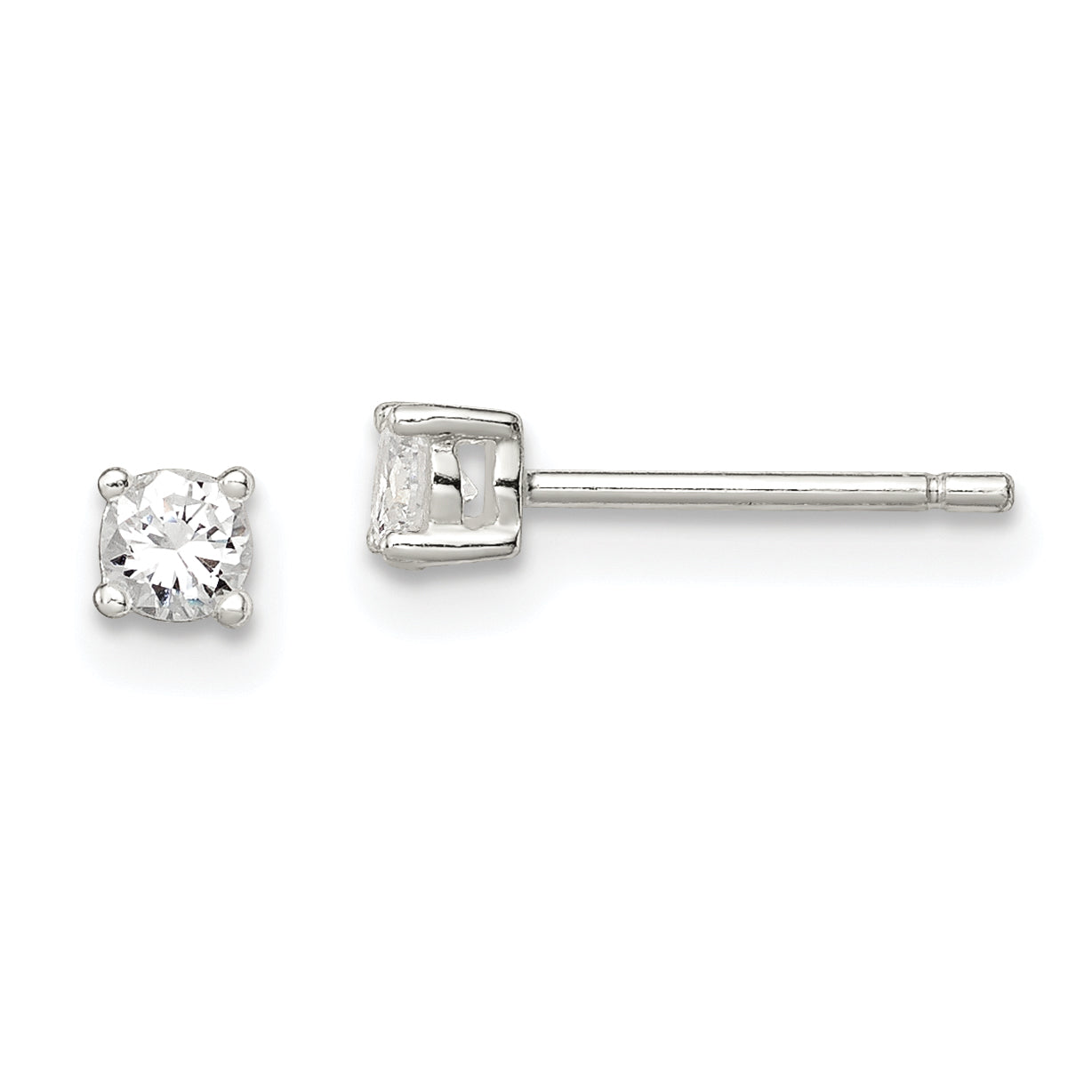 Sterling Silver 3mm Round Basket Set CZ Stud Earrings Main image