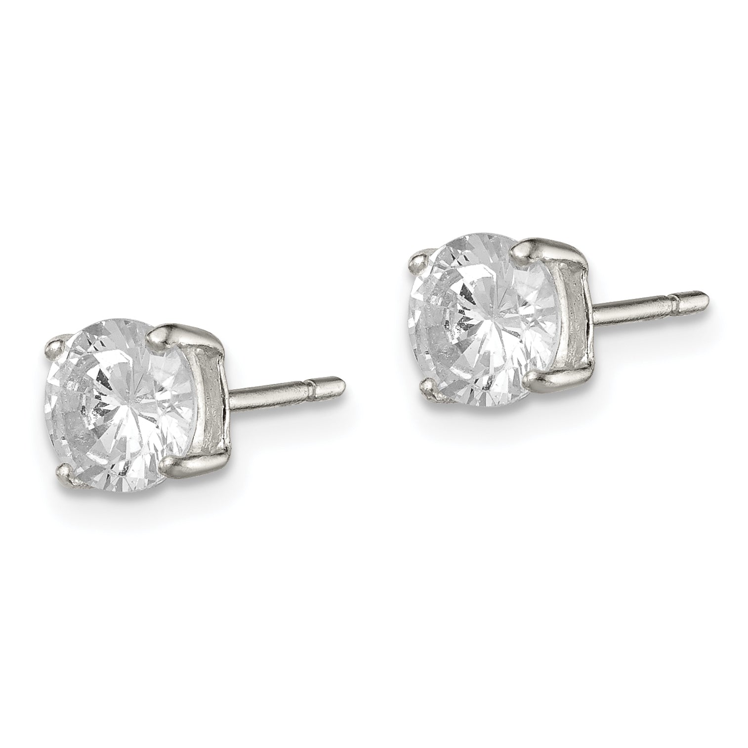 Sterling Silver 6mm Round Basket Set CZ Stud Earrings Secondary image
