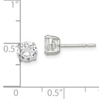 Sterling Silver 6mm Round Basket Set CZ Stud Earrings