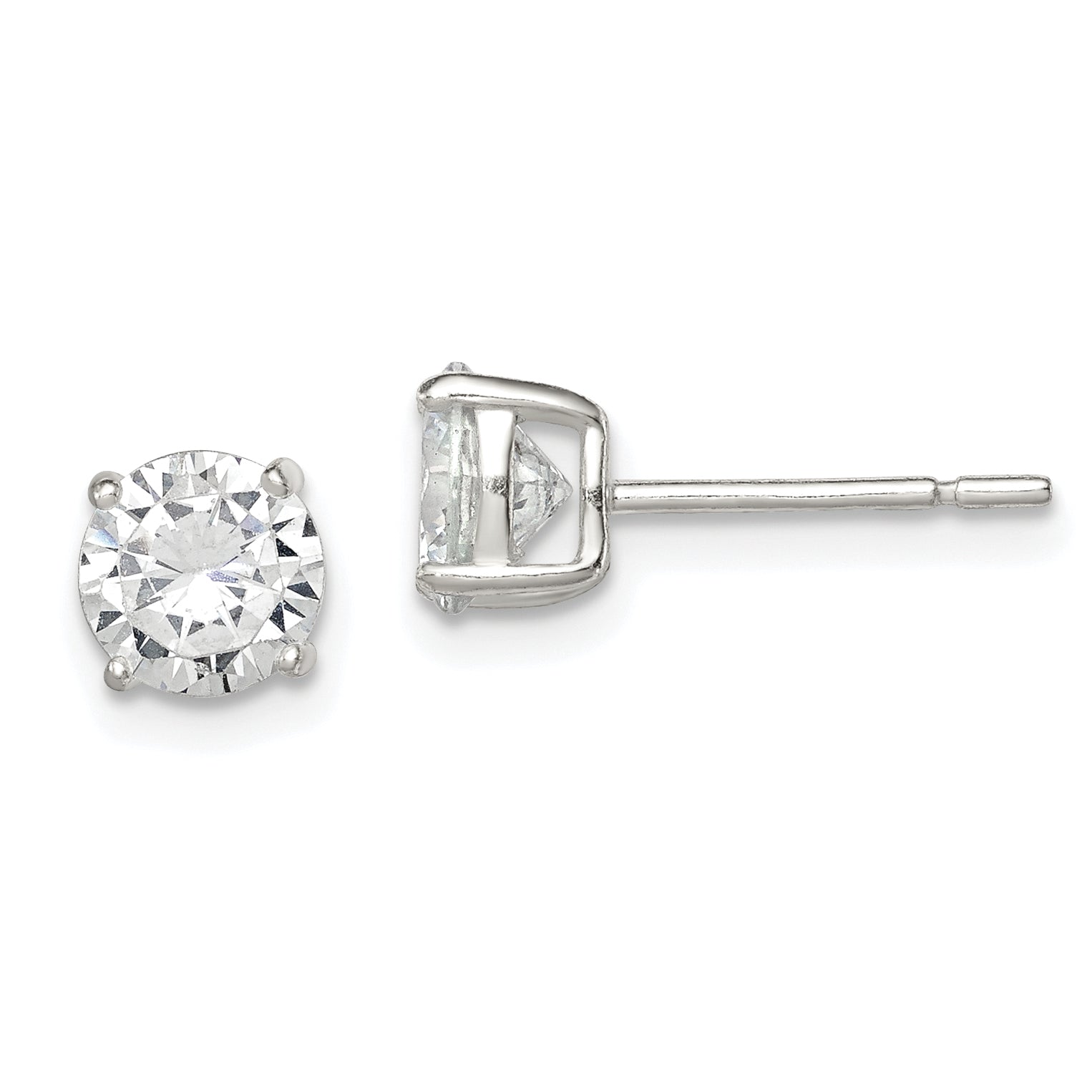 Sterling Silver 6mm Round Basket Set CZ Stud Earrings Main image