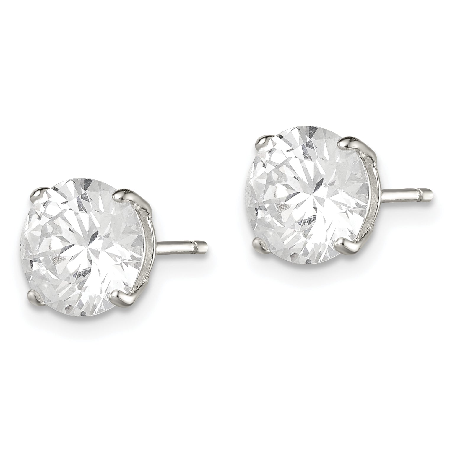 Sterling Silver 8mm Round Basket Set CZ Stud Earrings Secondary image