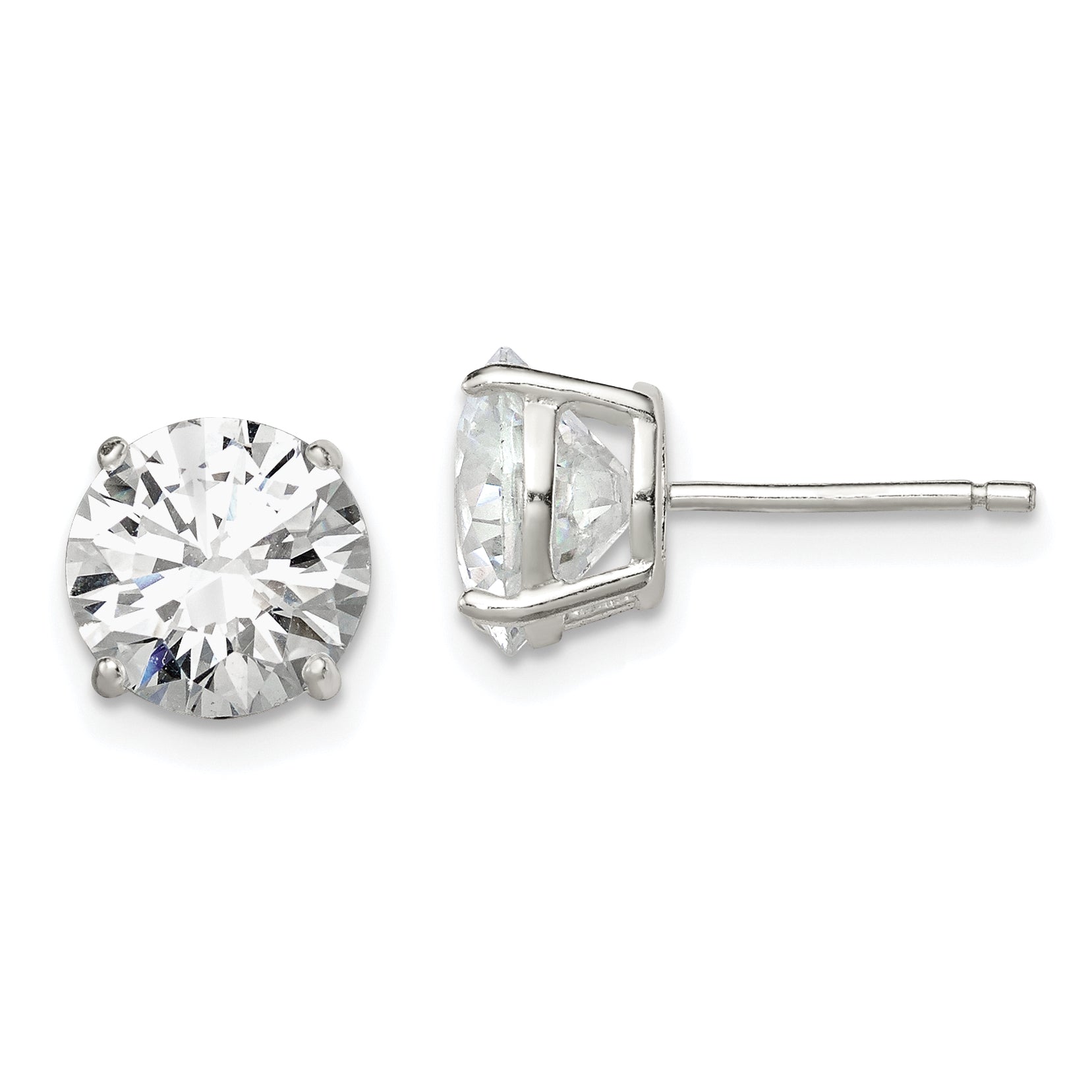 Sterling Silver 8mm Round Basket Set CZ Stud Earrings Main image