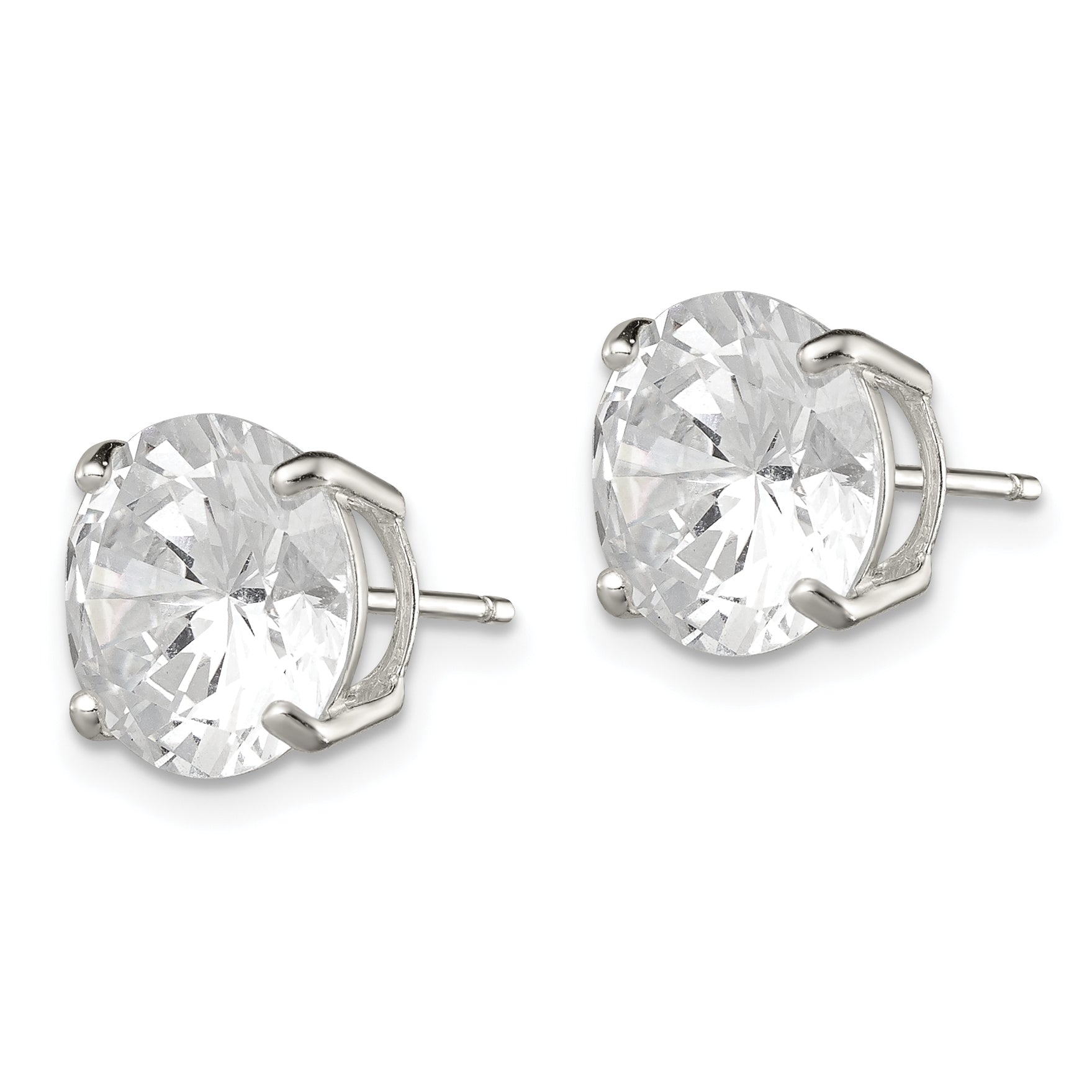 Sterling Silver 10mm Round Basket Set CZ Stud Earrings Secondary image