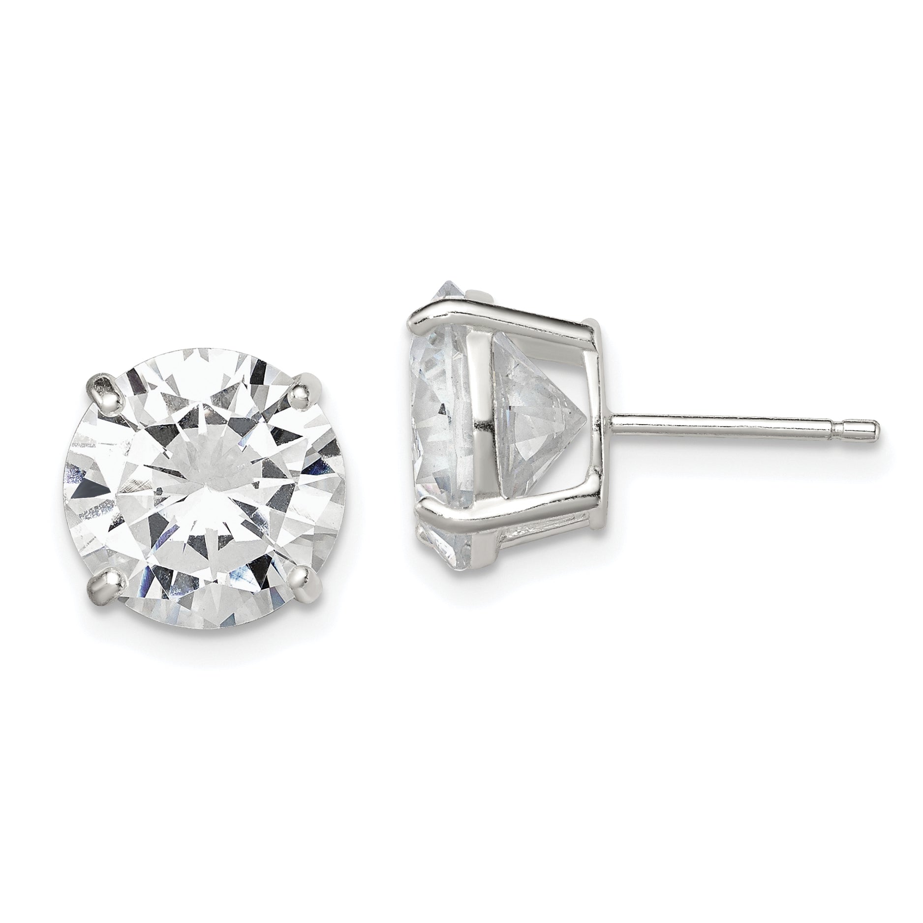 Sterling Silver 10mm Round Basket Set CZ Stud Earrings Main image