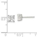 Sterling Silver 5mm Princess Basket Set CZ Stud Earrings