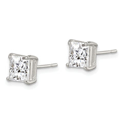 Sterling Silver 6mm Princess Basket Set CZ Stud Earrings