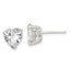 Sterling Silver Polished 8mm Heart 3 Prong Basket Set CZ Stud Earrings