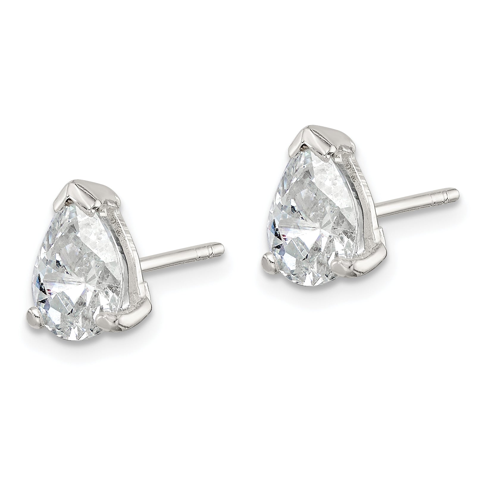 Sterling Silver Polished 5x7mm Pear Basket Set CZ Stud Earrings Secondary image