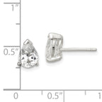 Sterling Silver Polished 5x7mm Pear Basket Set CZ Stud Earrings