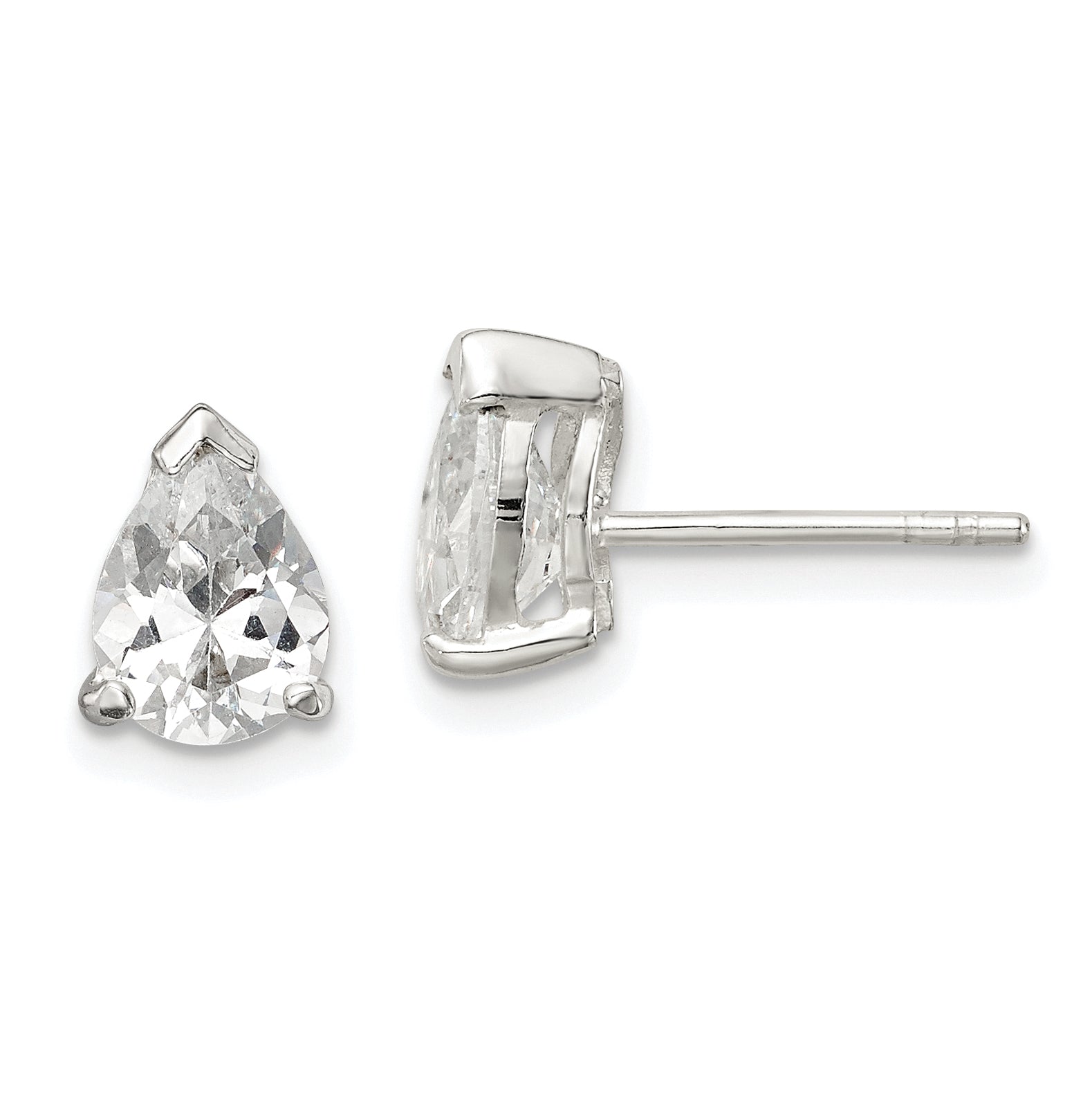 Sterling Silver Polished 5x7mm Pear Basket Set CZ Stud Earrings Main image