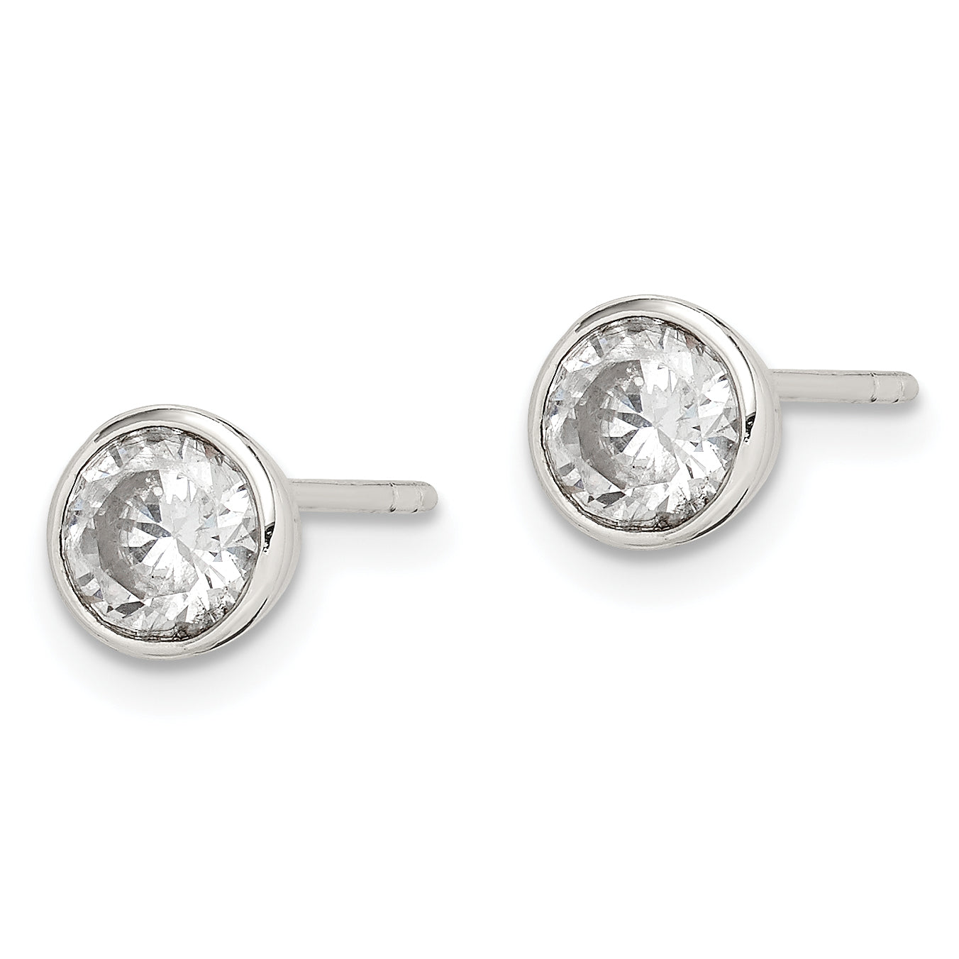 Sterling Silver Polished 5mm Round CZ Bezel Set Stud Earrings Secondary image