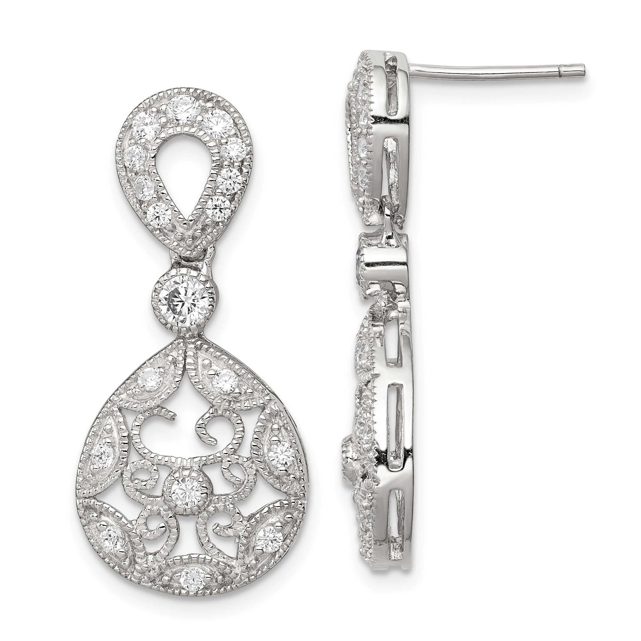 Sterling Silver CZ Antique Style Earrings Main image