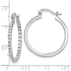 Sterling Silver Rhodium-plated CZ IN/OUT Hoop Earrings