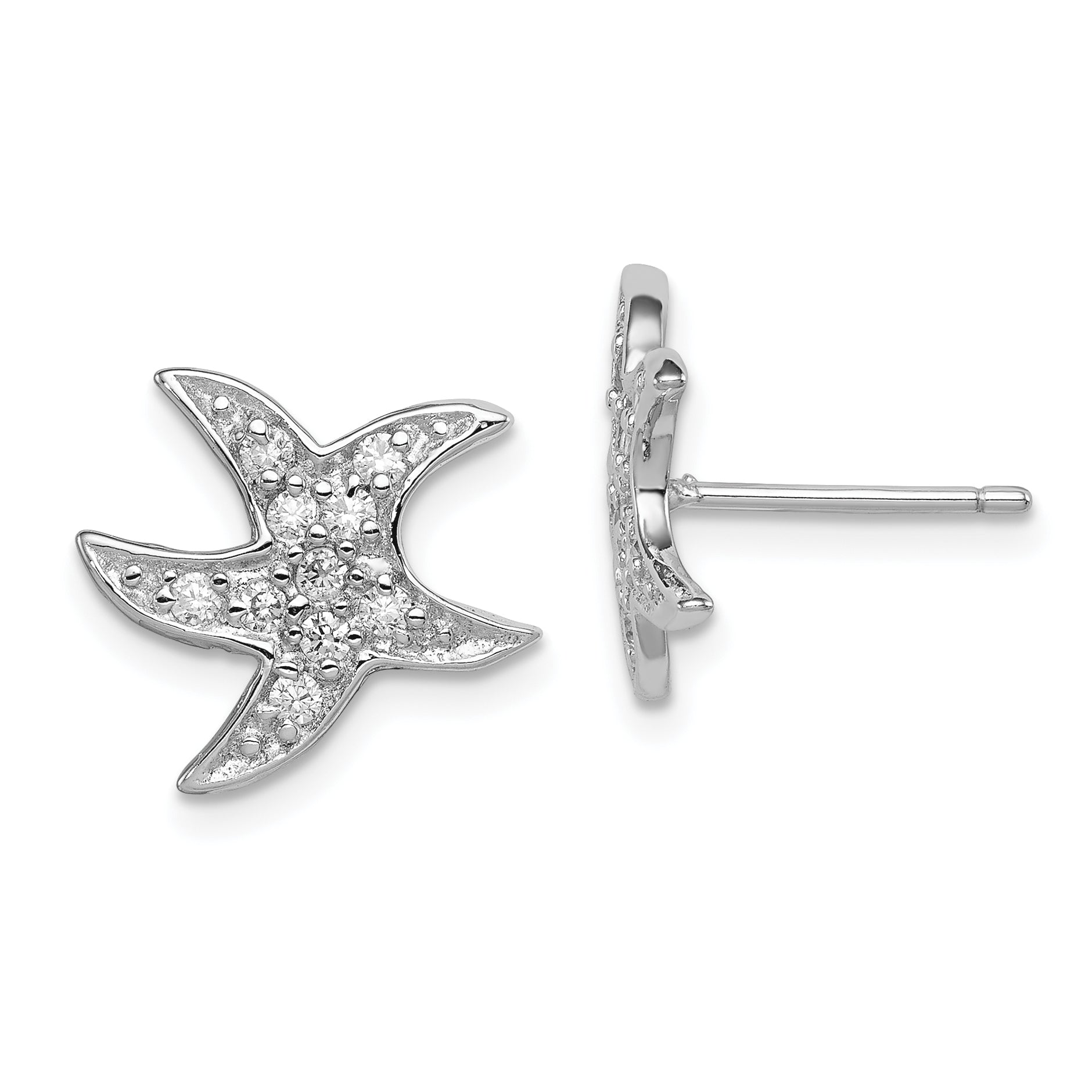 Sterling Silver Rhodium-plated CZ Starfish Earrings Main image