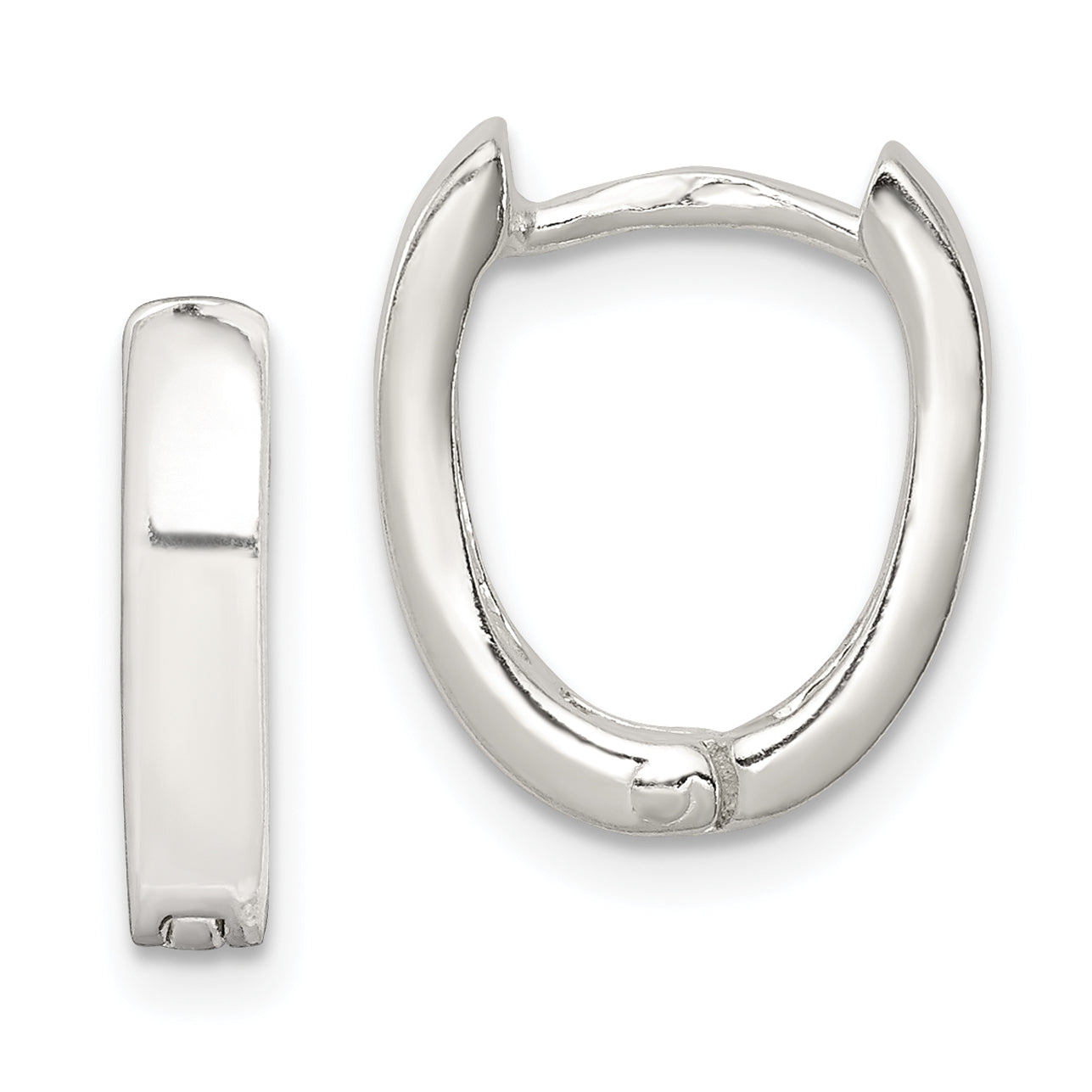 Sterling Silver Oval Hinged Hoop Earrings Main image