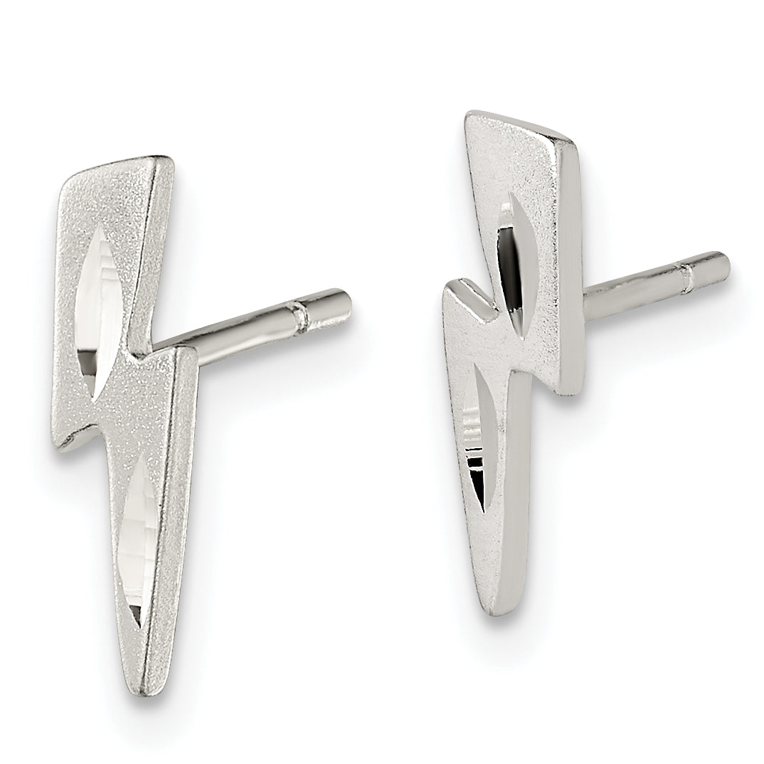 Sterling Silver Lightning Bolt Post Earrings Secondary image
