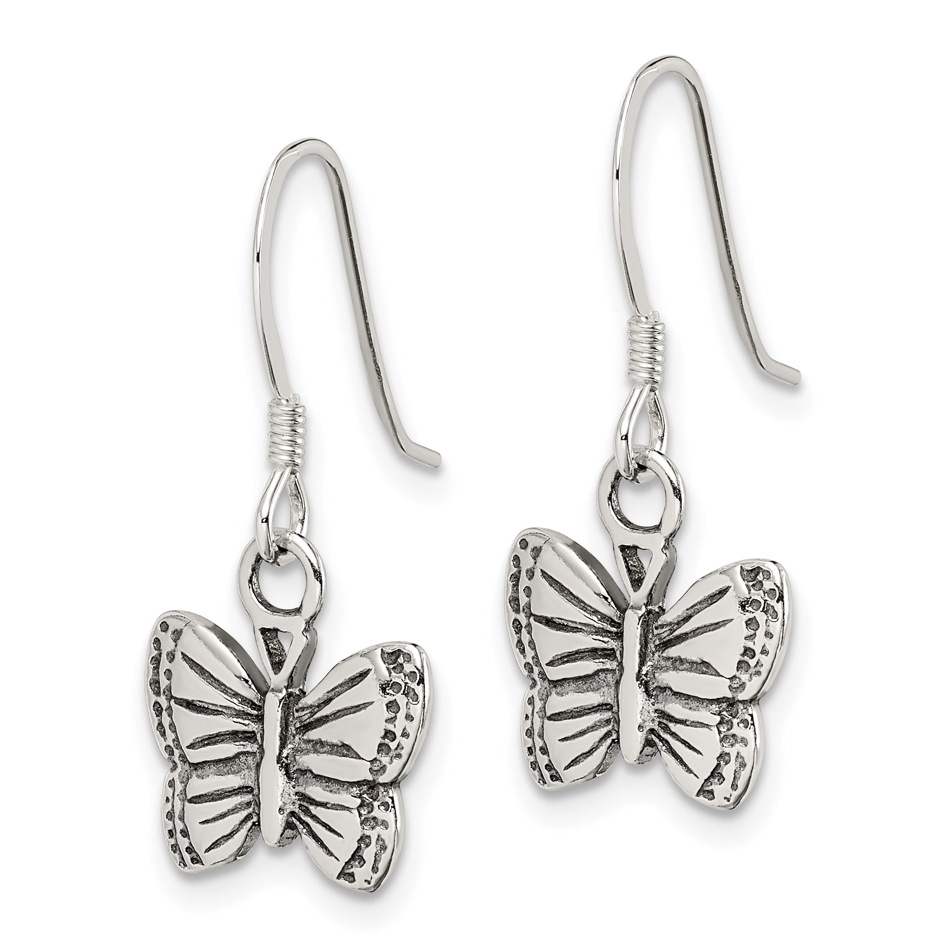 Sterling Silver Antiqued Butterfly Earrings Secondary image