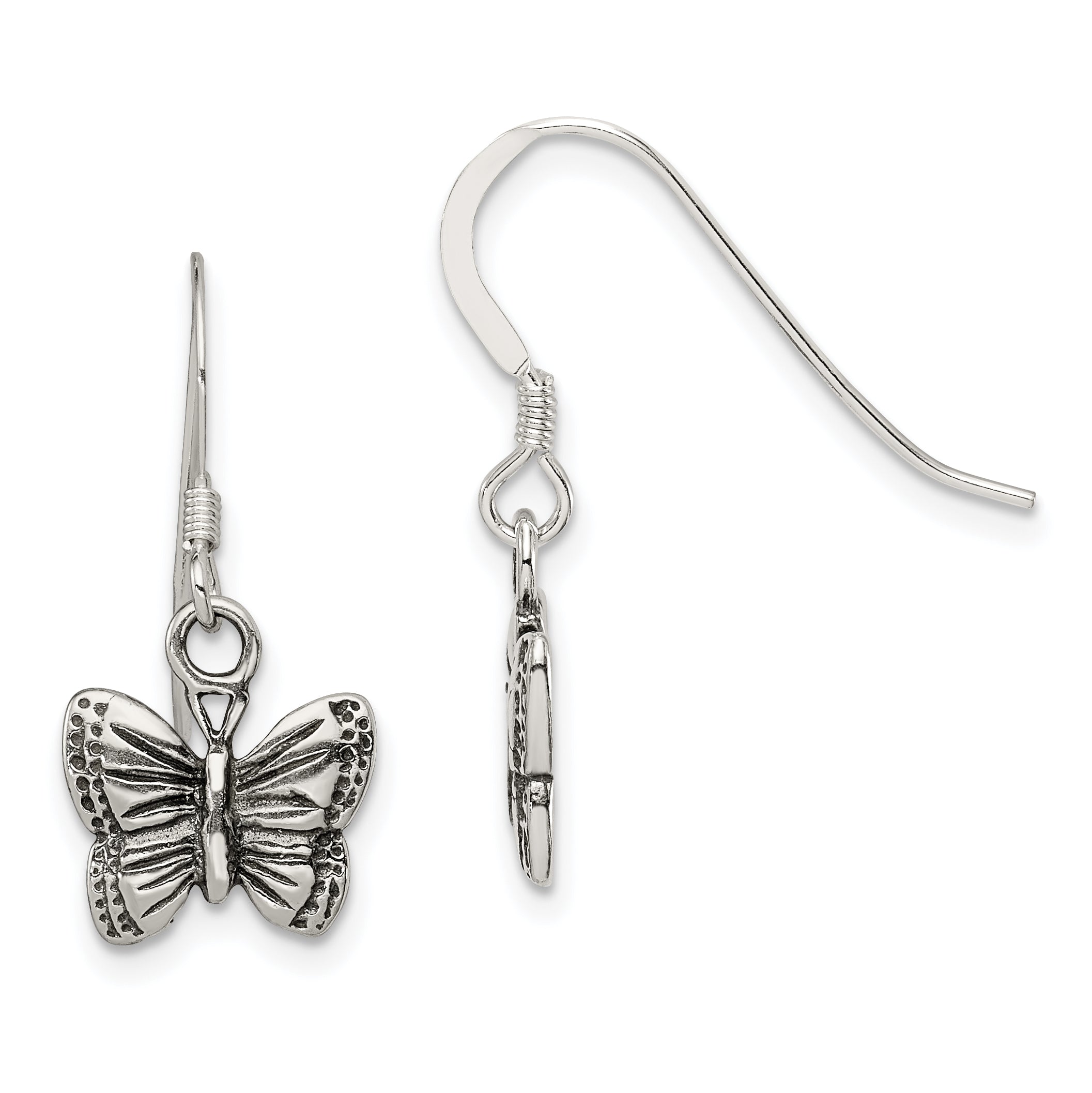 Sterling Silver Antiqued Butterfly Earrings Main image