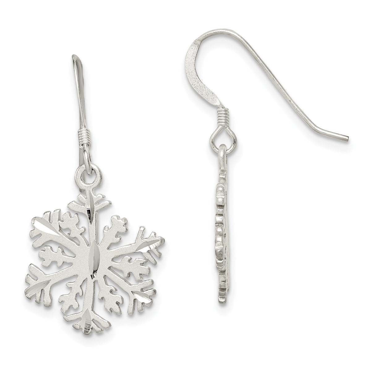 Snowflake Dangle Earrings in Sterling Silver, Satin - Sophia Jewelers Main image
