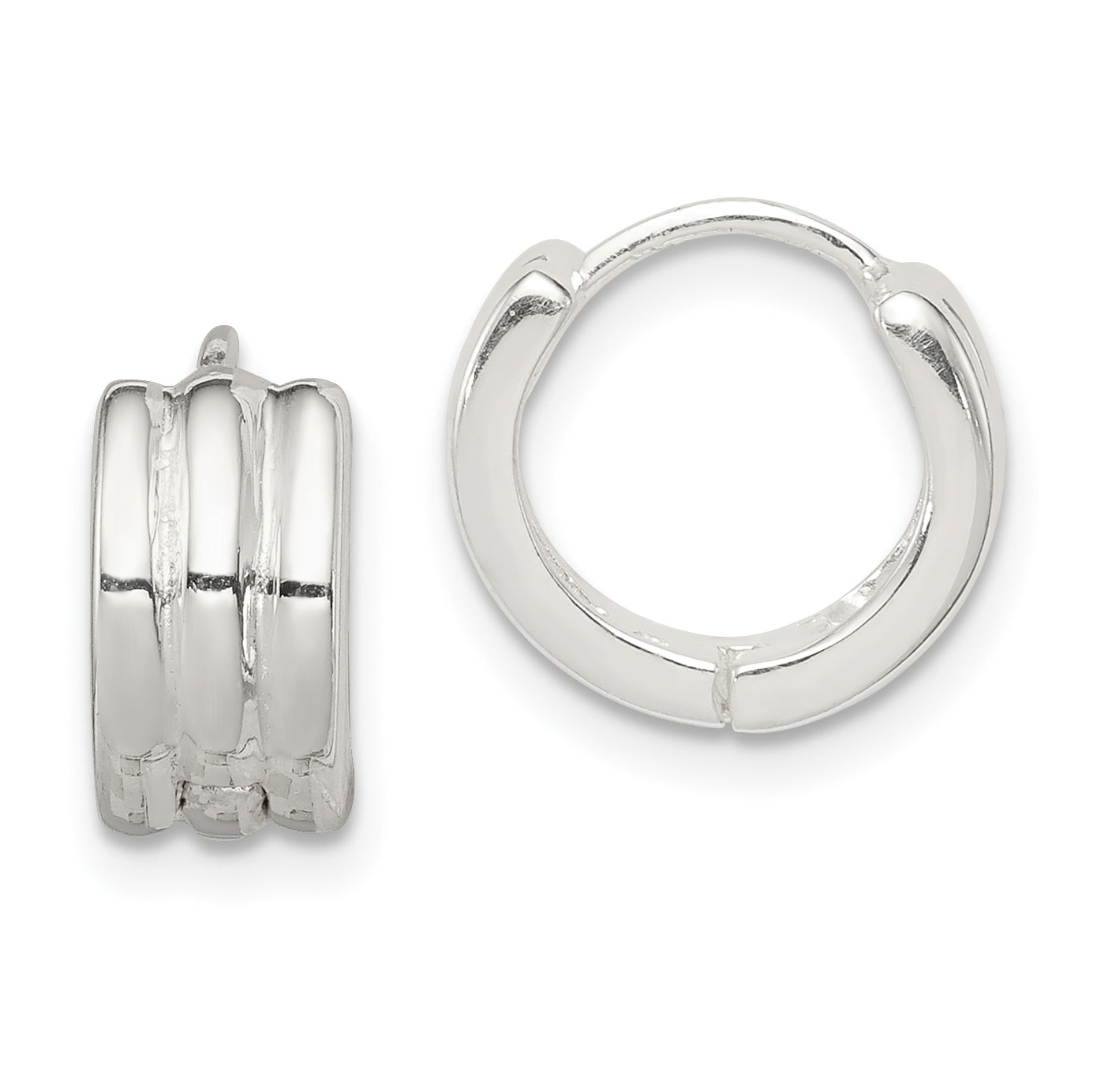 Sterling Silver Striped Hinged Hoop Earrings Main image
