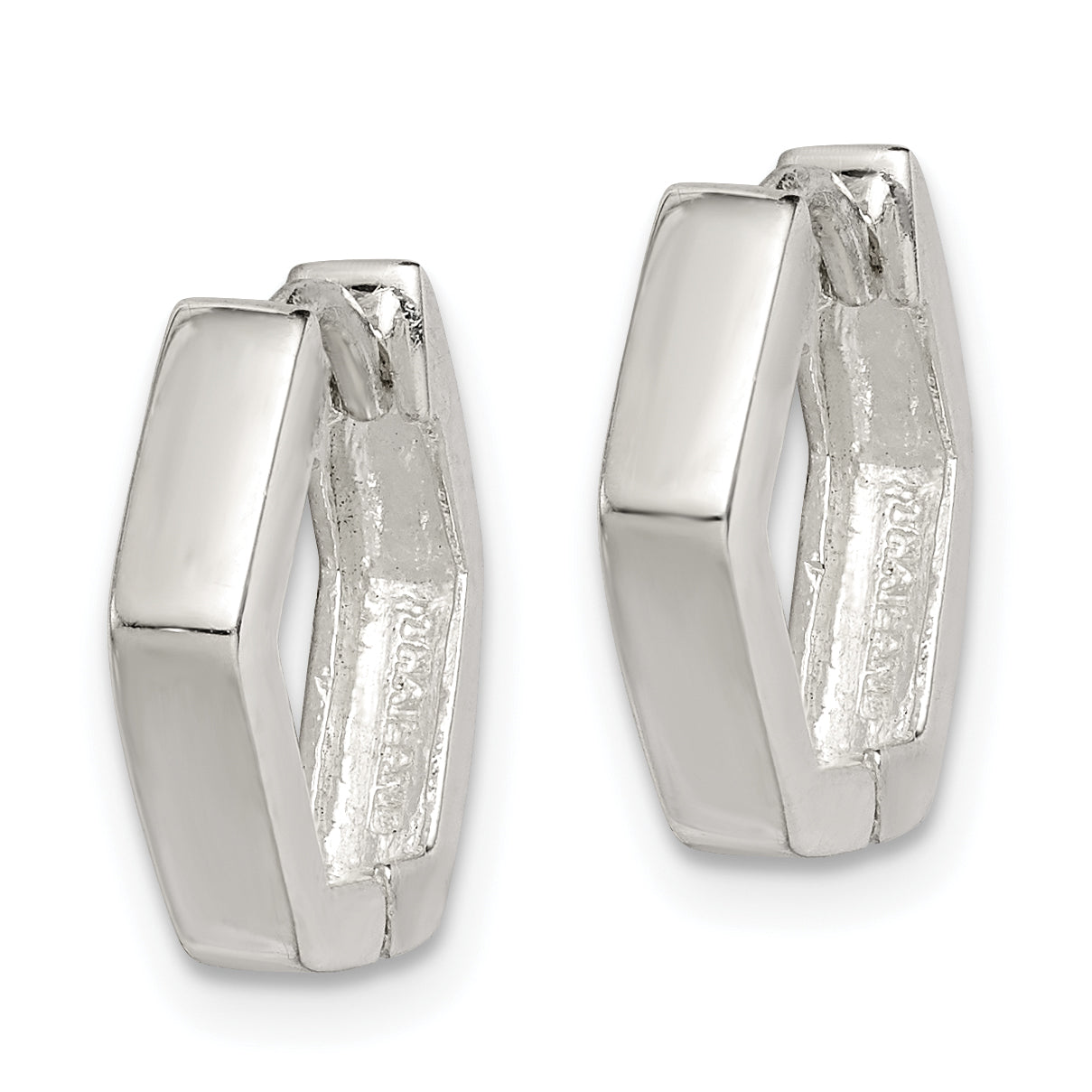 Sterling Silver Striped Hinged Hoop Earrings Secondary image