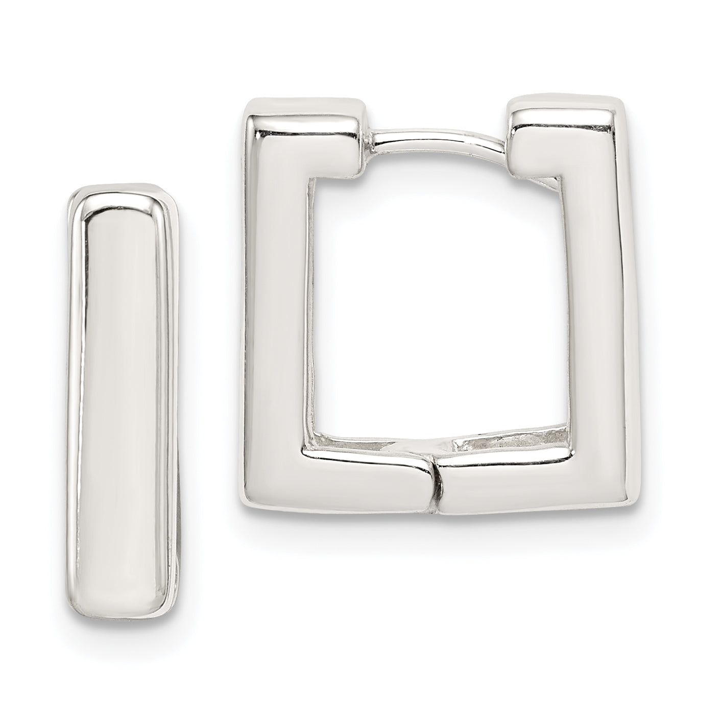 Sterling Silver Square Hinged Hoop Earrings Main image
