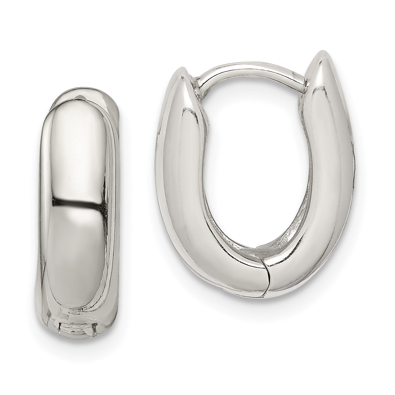 Sterling Silver Oval Hinged Hoop Earrings Main image