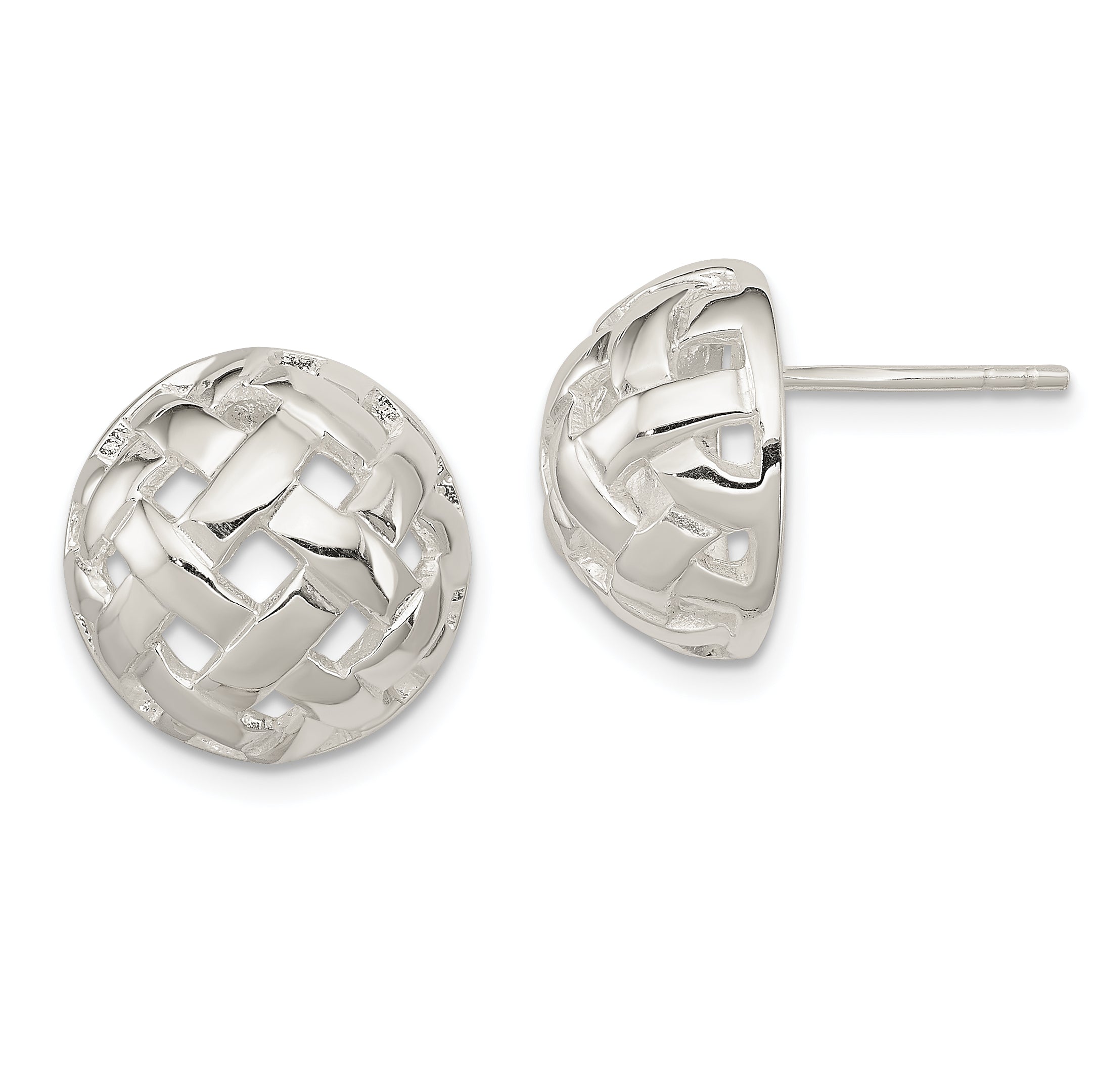 Sterling Silver 14mm Fancy Button Post Earrings Main image