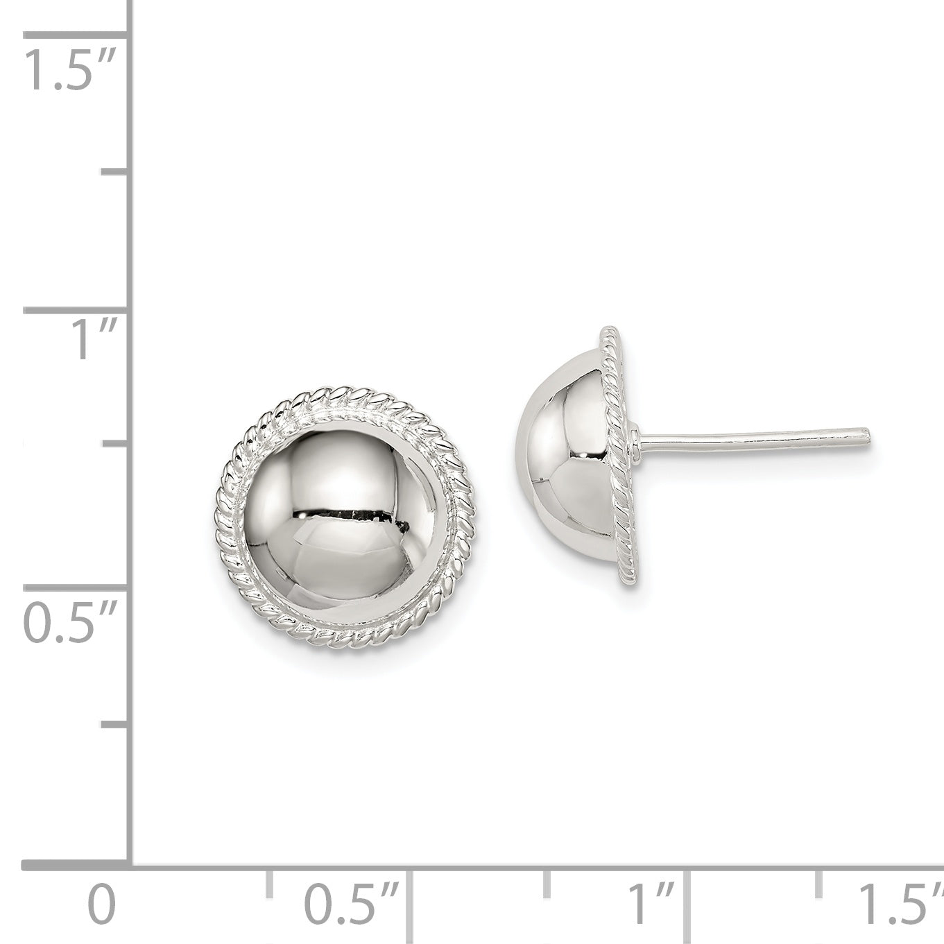 Sterling Silver 12mm Button Earrings