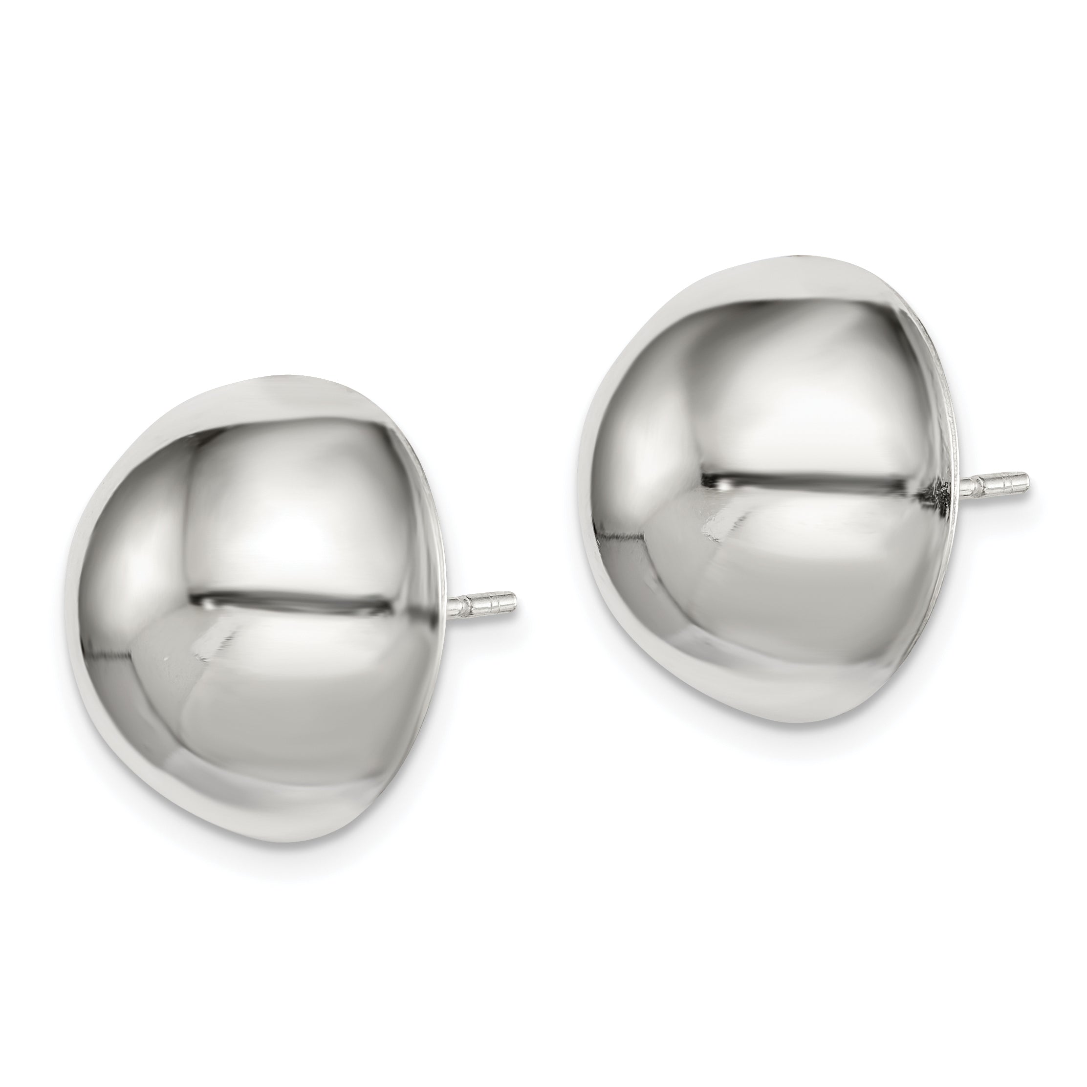 Sterling Silver Polished 16mm Button Earrings Secondary image