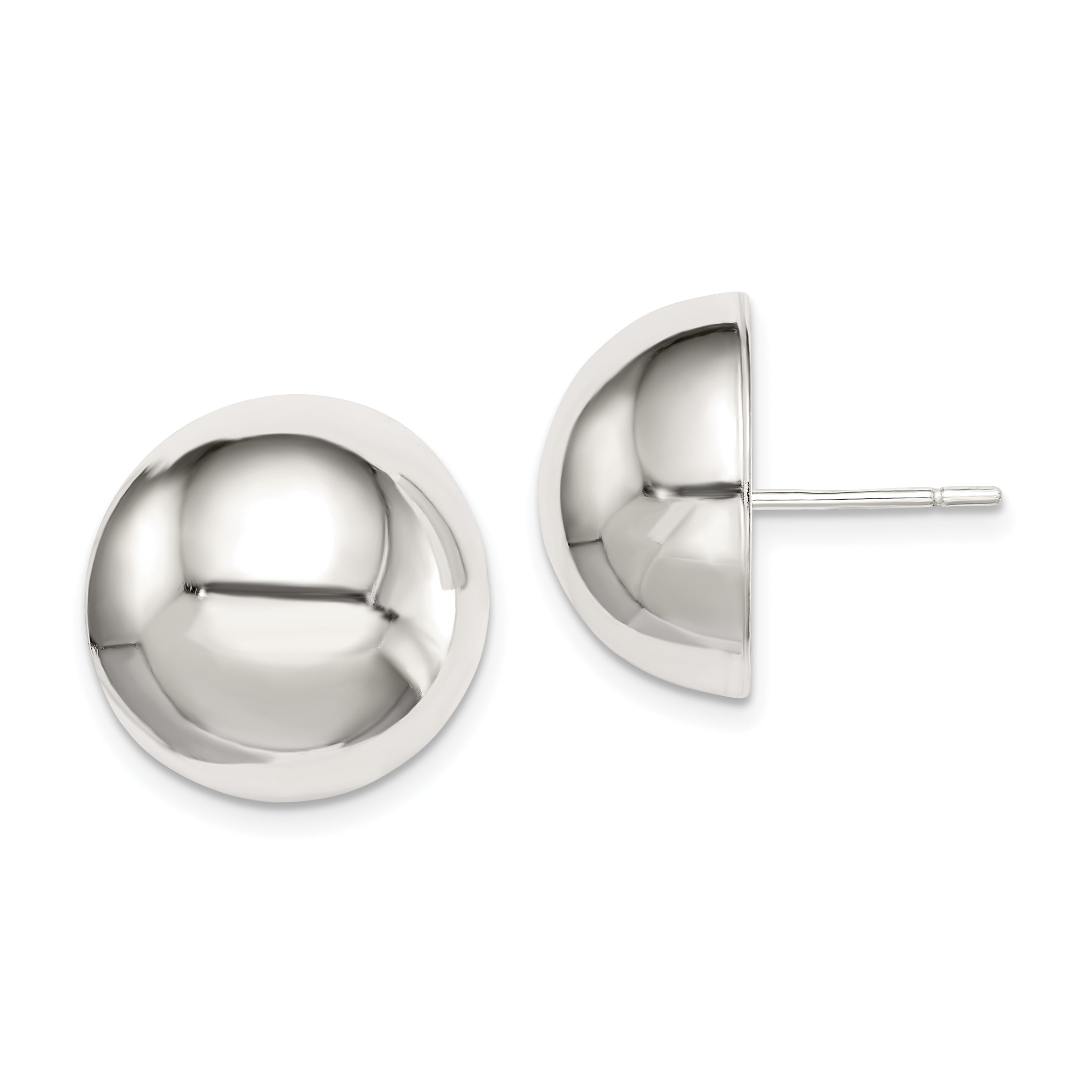 Sterling Silver Polished 16mm Button Earrings Main image