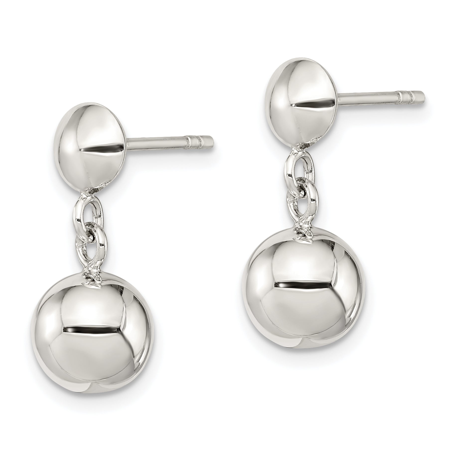 Sterling Silver 8mm Dangle Ball Post Earrings Secondary image