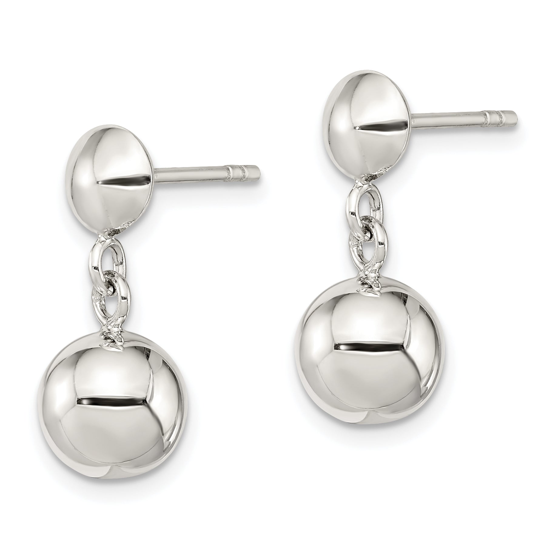 Sterling Silver 8mm Dangle Ball Post Earrings