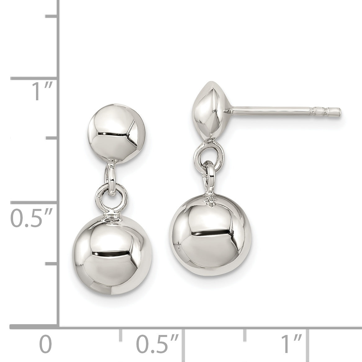 Sterling Silver 8mm Dangle Ball Post Earrings