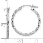 Sterling Silver Rhodium-plated 2mm Diamond Cut Hoop Earrings