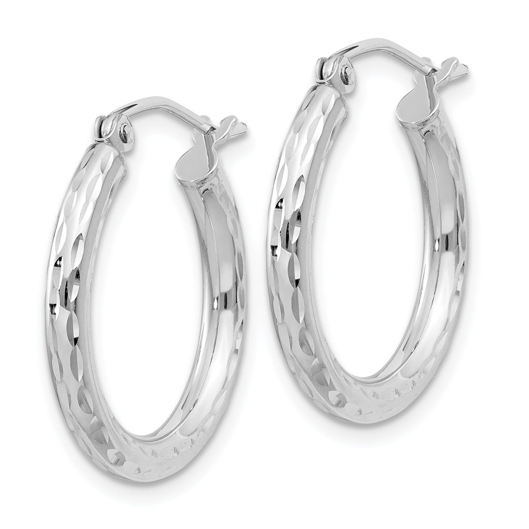 Sterling Silver Rhodium-plated 2.5mm Diamond-cut Hoop Earrings Secondary image